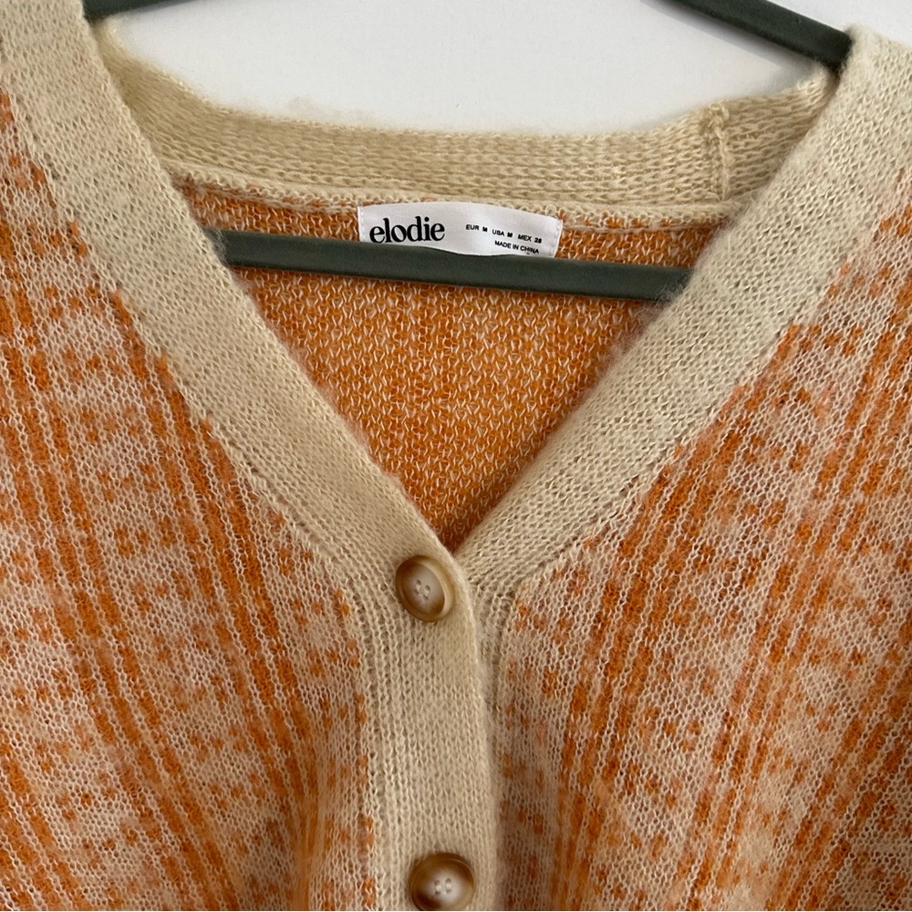 Elodie Orange and Cream Cardigan Sweater - Picture 2 of 3